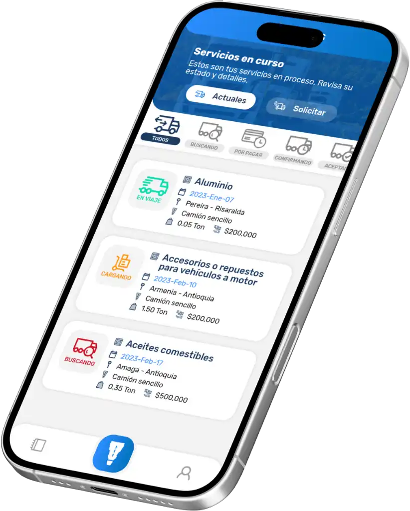 Mockup de la app para generadores de carga